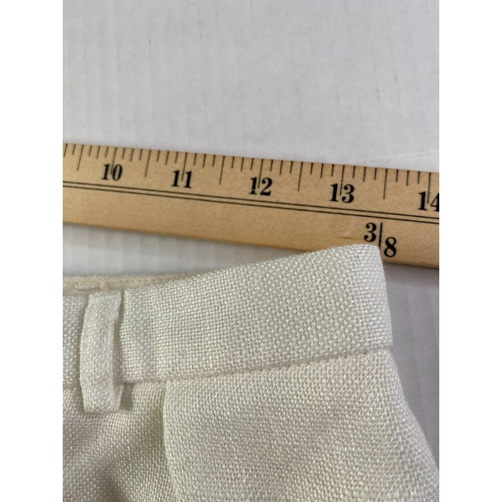 Jones New York Womens White Linen Blend Fly Front Straight Leg Pants Size 12 90s - Picture 6 of 8